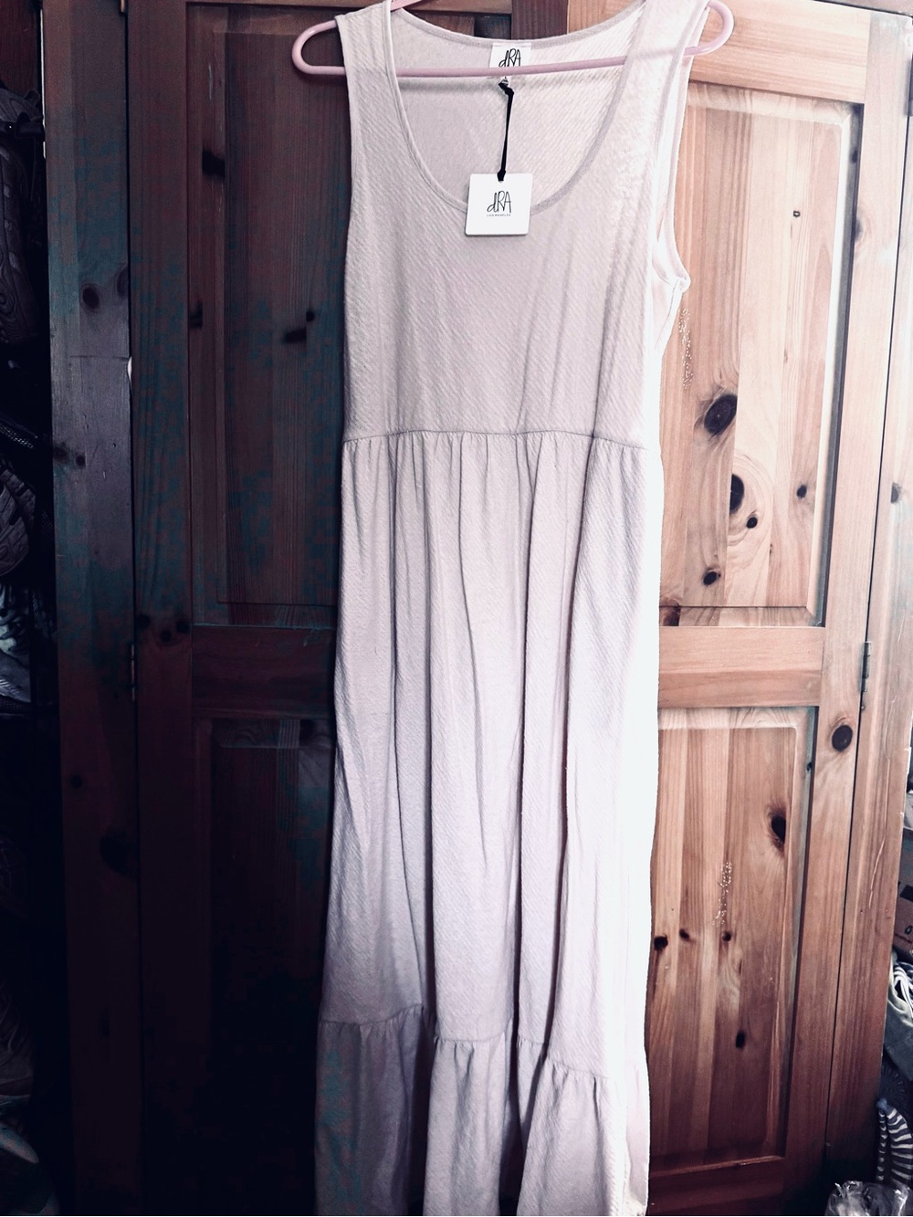 Sleeveless Light Pink Maxi Dress with Tiered Skirt